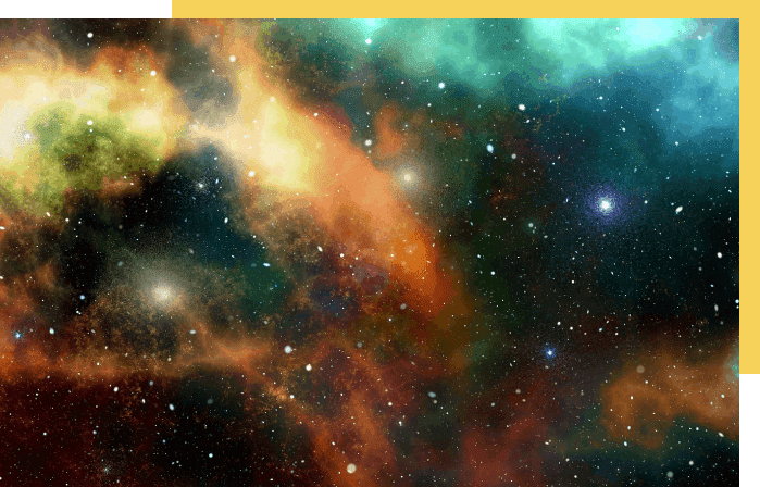 A painting of the universe with stars and nebulae.